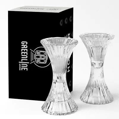 Buy  X Shaped Tall Candle Holder Set Of 2 –Clear Tall Reversible Candlestick  • 20.78£