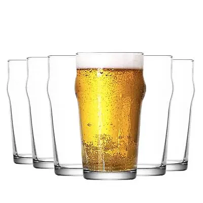 Buy LAV 6x Noniq Pint Beer Glasses Traditional Craft Ale Lager Barware 570ml Clear • 12£