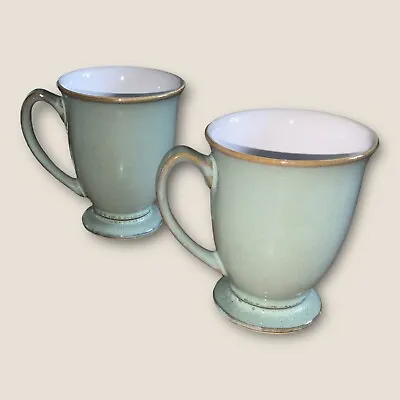 Buy Denby Regency Green 2x Footed Mugs Stoneware Made In England Discontinued Shape • 25£