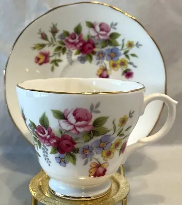 Buy Vintage Duchess Teacup & Saucer Made In England Fine Bone China Pink & Red • 14.30£