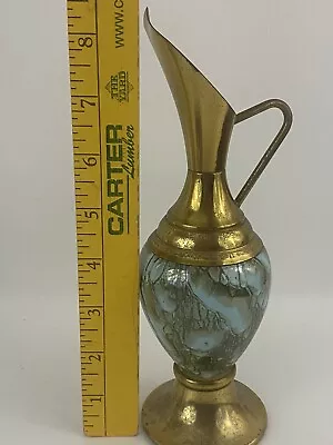 Buy Vintage MCM Delftware Handpainted Brass Marbled Blue Ewer Pitcher  Holland  • 25.08£