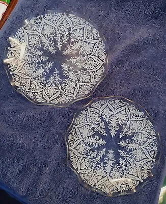 Buy 2 Vintage Chance Glass 'Woodland Silver' Plates  1975 Size 10  And 8  Diameter  • 12.99£