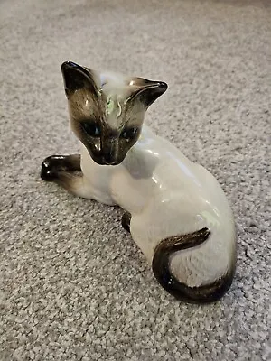 Buy Beswick Porcelain Siamese White Black Cat Stretched Laying Down Great Condition • 8£
