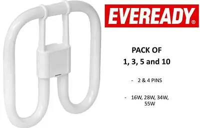 Buy EVEREADY / BELL 2D 2 4 Pin 16W 28W 38W 55W Compact Fluorescent Energy Saving  • 39.99£