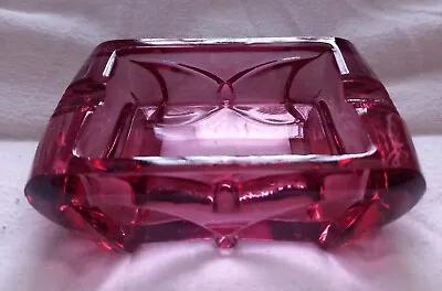 Buy Antique Vtg Art Deco 1920s Pink Cranberry Glass Ashtray • 18£