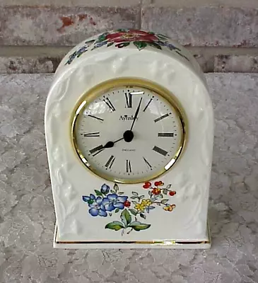 Buy Vintage Aynsley Desk Clock Fine Bone China Victorian Flowers 6  Tall Marked • 30.10£