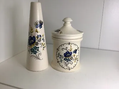 Buy Purbeck Ceramics Swanage Pottery Lidded Pot & Vase. X2. Cornflower Posy. Pair. • 9£