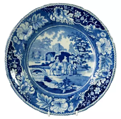 Buy STAFFORDSHIREE BLUE & WHITE PEARLWARE PLATE  Castle Ruins C1825 8.4  • 19.50£