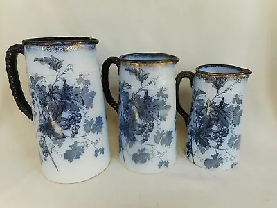 Buy Antique Graduated Set Of 3 Ridgways Royal Semi Porcelain Dresser Jugs - Muscate • 38£