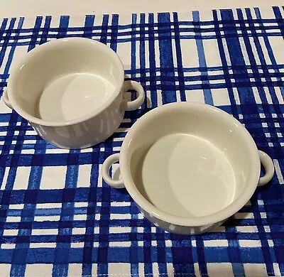 Buy Vintage Wedgwood Midwinter Stonehenge White Two-Handled Soup Bowls, Set Of 2 • 46.03£