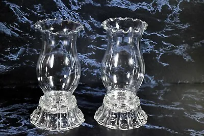 Buy Hurricane Candle Holders W/Candle Wick Bases & Ruffled Shades Set Of 2 Vintage • 24.12£