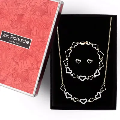 Buy Jon Richard Pave Silver And Gold Heart Jewellery Set Necklace, Bracelet,earrings • 16.99£