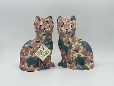 Buy Pair Of Vintage Park Rose Bridlington Cat Ornaments Hand Decorated Flower Design • 51.40£