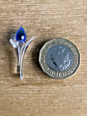 Buy Swarovski Crystal  MINI Blue TULIP  Mint Condition-No Box-Coin To Show Size • 2.99£