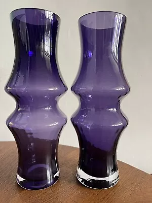 Buy Dartington Hooped Optic Glass Amethyst Vases • 40£