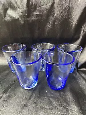 Buy Set Of 5 Bormioli Rocco Cobalt Blue Swirl Drinking Glasses Tumblers Italian 4  • 47.25£
