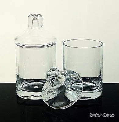 Buy Hand Crafted Clear Set Of 2 Glass Small Bonbon Jar Candy Sweet Spice Sugar Bowl  • 16.99£