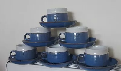Buy Denby Chatsworth  6 Cups 6 Saucers Blue   • 27.90£