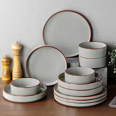 Buy Vancasso Dinnerware Set 36pc Dining Set Soup Plates Bowls Black Grey For 12 • 169.99£