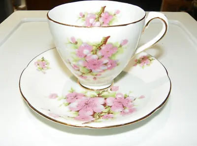 Buy VTG Adderley Fine Bone China England Cup & Sauce Pink Floral Set • 15.30£