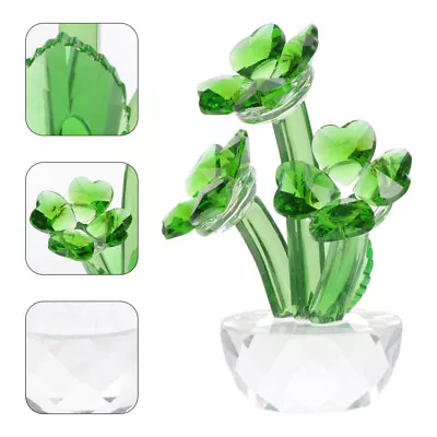 Buy Ornament White Crystal Office Good Luck Desktop Flower Statue • 14.59£