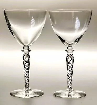 Buy Art Deco / Vintage Pair Of Enamel Twist Long Stem Wine / Cocktail / Fizz Glasses • 39.99£