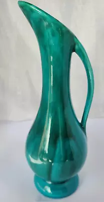 Buy Anglia Pottery Handled Vase In Turquoise And Green • 9.99£