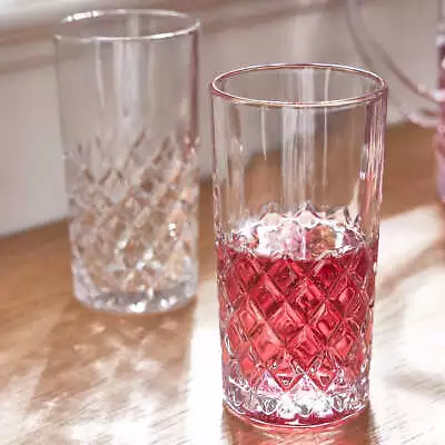 Buy Diamond Cut Drinking Tumbler Glasses Set Tall Colour Clear Juice Water Glassware • 14.99£