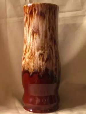 Buy Tall Vtg Rich Brown Mottled Glaze Cylinder Shape Ceramic Vase MELBA WARE H.Wain • 65£