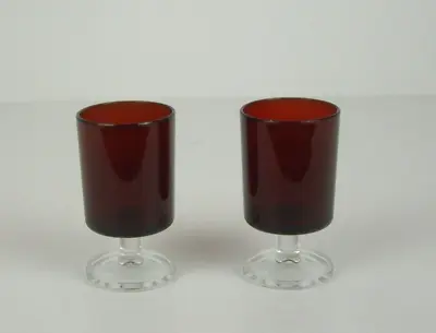 Buy Luminarc Lovely Pair Of Vintage 1970's Small Red Wine Glasses Liqueur Glasses • 4.99£