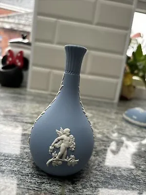 Buy Wedgewood Bud Vase Blue Jasperware With Cupid Design • 0.99£
