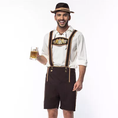 Buy German Oktoberfest Men Bavarian Lederhosen Shorts Beer Guy Costume • 19.99£