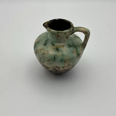 Buy Small West German Pottery Pot Vase Vintage Mint Green Brown A6 • 10£