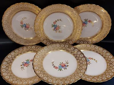 Buy Vintage Pink Tuscan Gold Daisy Bone China Side Plates X 6 Size 7 Inch • 38£