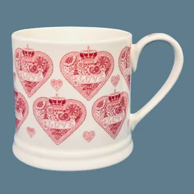 Buy Queens Made With Love Tankard Style Fine China Mug Pink & White Hearts • 12.99£