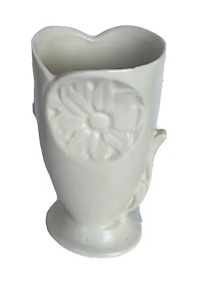 Buy Vintage 8-3/4  Tall Matte White/Cream Vase Shawnee Pottery Embossed Flower/Daisy • 32.74£