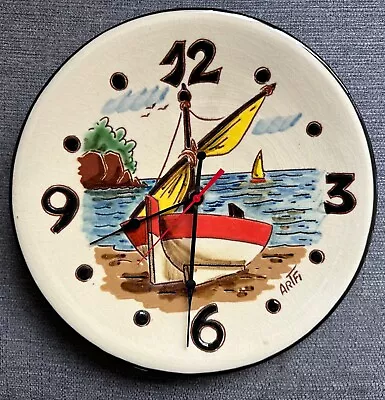Buy Puigdemont Style Nautical Yachting Boating Coastal Studio Pottery Wall Clock • 45£