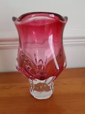 Buy Vintage Art Glass Vase - Cranberry • 14.99£