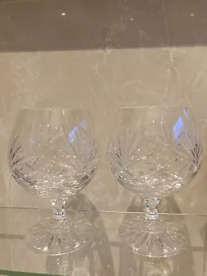 Buy Vintage Cut Glass Brandy Glasses X2 • 5.99£