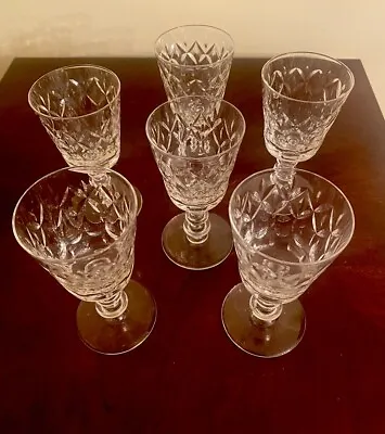Buy Vintage LIBBEY GALWAY Set 6 ROCK SHARPE Cut Crystal Wine Glasses  5” C1938 • 47.24£