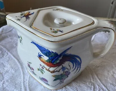 Buy Vintage Rubian Pottery Teapot Exotic Birds And Flowers - Rare White Teapot • 13.99£