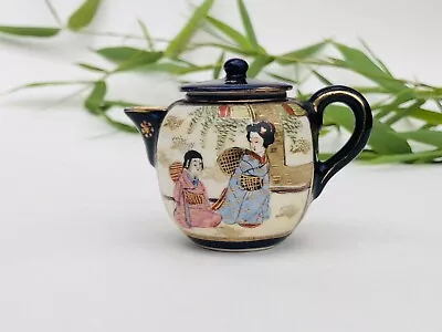 Buy Antique Japanese Teapot Miniature Satsuma Blue And White Pottery Teapot • 10£