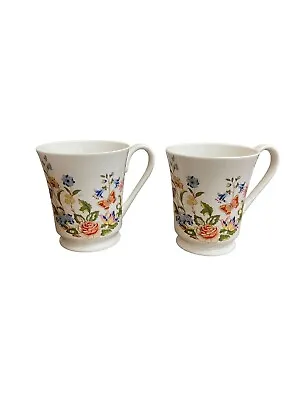 Buy Aynsley Fine English Bone China Vintage Set Of 2 Floral Garden Cottage Tea Cup • 14.40£