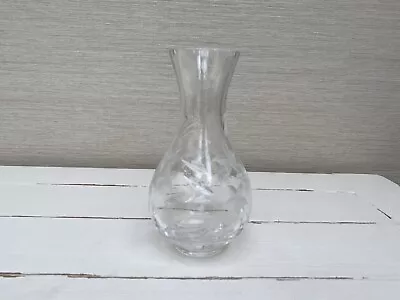 Buy Vintage Royal Doulton  Hand Cut Crystal Glass Posy Vase Etched • 11.99£
