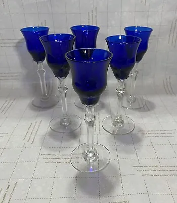 Buy 6 Louie Glass Cobalt Blue LGL1B Cordial Liquor Glasses 5 1/4”h • 28.81£