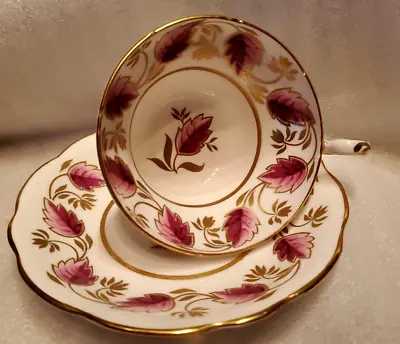 Buy Foley EB 1850 Fine Bone China Tea Cup & Saucer: Gold Trimmed Leaf Pattern #2570 • 28.65£