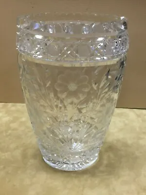 Buy Antique Vintage 9  Tall  Cut Lead Crystal Vase Beautiful Excellent Condition! • 110.46£