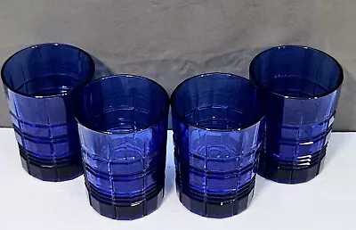 Buy Set Of 4 Faceted Cobalt Blue Drinking Glasses Height 4.25  • 26.56£