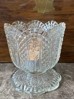 Buy Vintage Fostoria For Avon Clear Pressed Glass Candle Holder #2 • 5£
