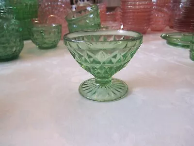Buy Vintage Jeannette Glass - Windsor  Green  Footed Sherbet    (six Available) • 9.43£